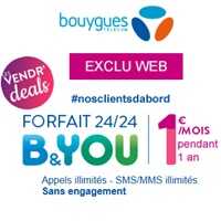 Bouygues Telecom : Dernières heures pour profiter du forfait illimité B&You à 1€ par mois !