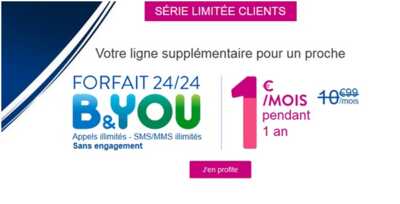 Le forfait 24/24 B&You en promo à 1€ est de retour aussi bien pour les nouveaux que les clients existants !
