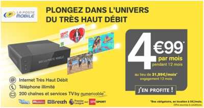 Vente privée La Poste Mobile : La Box Internet THD à 4.99 euros jusqu'au 03 juillet 08h