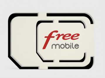 Carte SIM Free Mobile de couleur gris clair avec le logo rouge et gris au centre.