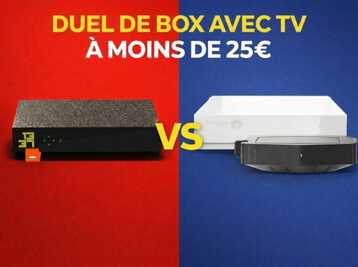 Comparaison de deux box internet avec service TV à moins de 25 euros par mois.