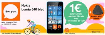Vente Flash : Le Nokia Lumia 640 à 1€ chez Orange !
