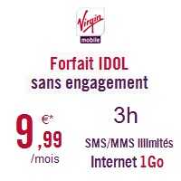 Bon plan Virgin Mobile : Un forfait sans engagement avec 3h d'appels et 1Go à 9.99€ !