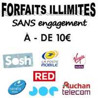 Forfait illimité sans engagement à moins de 10€ chez Sosh, Virgin Mobile, RED, La Poste Mobile…. lequel choisir ?