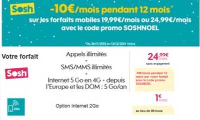 Sosh : Votre forfait illimité avec 7Go de data à 15.99€ sur le réseau Orange !