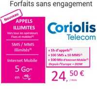 Coriolis : Découvrez le nouveau  forfait illimité 5Go sans engagement avec un avantage Voyage Europe et DOM !