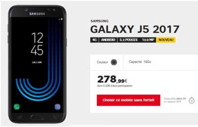Le Samsung Galaxy J5 2017 débarque chez SFR à partir de 9.99 euros