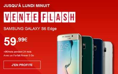 Vente flash SFR : Samsung Galaxy S6, S6 Edge et S6 Edge+ en promo jusqu’à ce soir minuit !