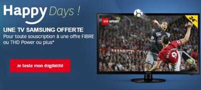 Prolongation ! Votre TV Samsung offerte avec une BOX Fibre Power ou Plus SFR (Altice)
