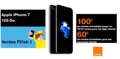 Vente flash Orange : jusqu’à 100 euros de remise sur l'iPhone 7 128Go 