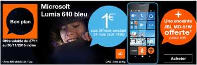 Bon plan Orange : Une enceinte JBL MD-51W offerte pour l’achat du Lumia 640 !