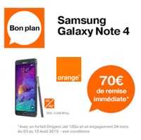 Bon plan Orange : 170€ de remise sur le Samsung Galaxy Note 4 avec un forfait Origami Jet !