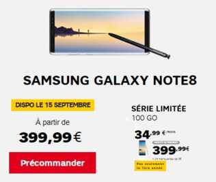 Achetez votre Galaxy Note 8 sans vous ruiner avec la série limitée 100Go de l'opérateur SFR