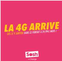 Nouveauté Sosh ! La 4G avec 5Go de Fair Use 
