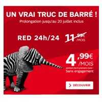 Forfait illimité à 4.99€ Red de SFR : Prolongation jusqu'au 20 Juillet