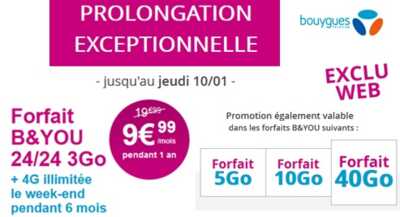 Bouygues Telecom : La remise spéciale Noël prolongée sur les forfaits illimités B&You 