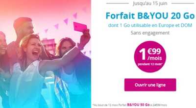 La Série Spéciale B&YOU 20Go à 1.99 euros chez Bouygues Telecom à saisir immédiatement