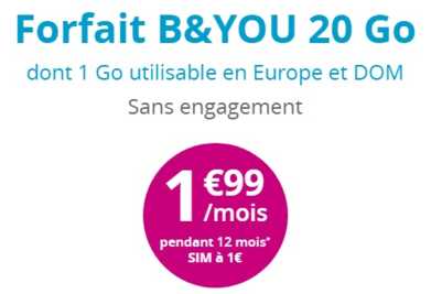 La série spéciale B&You 20Go à 1.99 euros est toujours disponible chez Bouygues Telecom