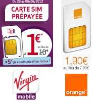 Promotion sur les cartes prépayées Orange et Virgin Mobile