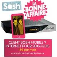 La remise de 5€ valable à vie avec les forfaits mobiles et Livebox est prolongée chez Sosh !
