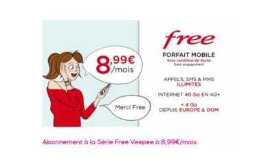 Vente privée : Le forfait Free Mobile avec 40Go de data à 8.99€ par mois à VIE 