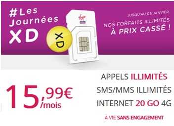 Virgin Mobile : un forfait illimité avec 20Go d'internet à 15.99€ à vie !