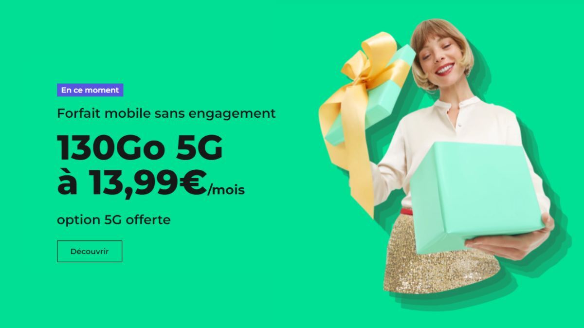 À 13,99 € par mois sans engagement… avec la 5G offerte, le forfait mobile RED 130 Go est le bon plan à saisir en ce moment !