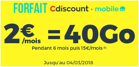 Derniers jours pour saisir le forfait Cdiscount Mobile à 2 euros seulement !