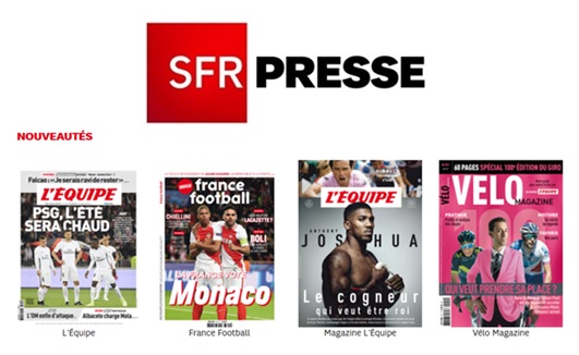 Nouveauté SFR : Les titres du Groupe L'Equipe s'ajoutent au service SFR Presse