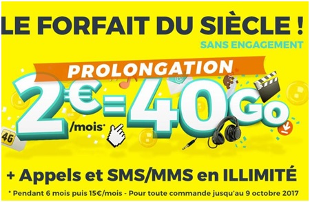 Prolongation : Le forfait 40Go à 2 euros disponible jusqu'au 9 octobre chez Cdiscount Mobile