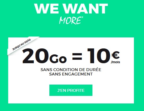 La Série Limitée RED 20Go à 10 euros par mois s'arrête demain à 9H