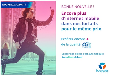 Bouygues Telecom dope ses forfaits B&YOU et Sensation avec plus de gigas dès le 10 avril