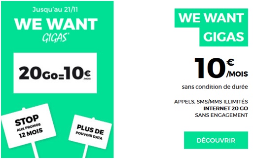 La Série Limitée 20Go à 10 euros par mois de retour chez RED by SFR
