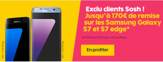 Vente flash Sosh : Jusqu'à 170 euros de remise sur les Samsung Galaxy S7 et S7 edge