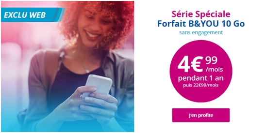 Derniers jours pour saisir la Série Spéciale B&YOU 10Go à 4.99 euros de Bouygues Telecom