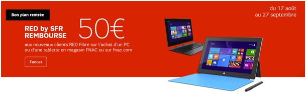 50€ remboursés sur votre PC ou tablette Fnac avec Red