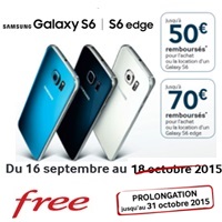 Free Mobile : La remise jusqu’à 70€ pour l’achat ou location d’un Samsung Galaxy S6 ou S6 Edge prolongée !