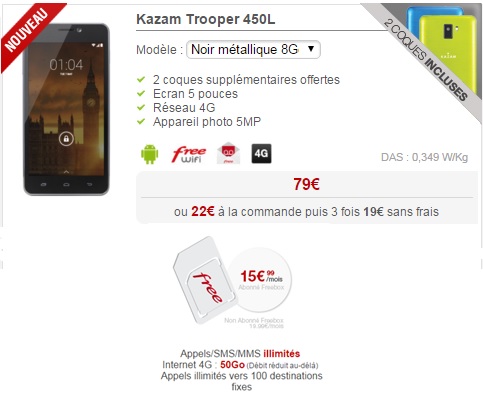 Kazam Trooper 450L à 79€ chez Free Mobile