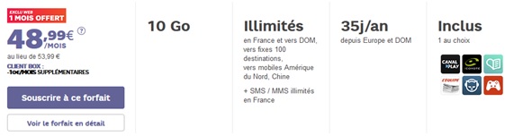 forfait power SFR 10 Go