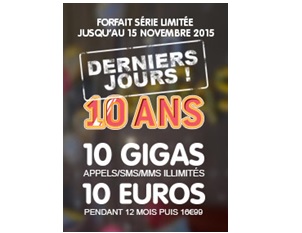 Plus que 2 jours pour profiter du forfait illimité 10Go à 10€ chez NRJ Mobile