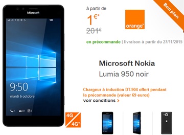 Microsoft Lumia 950 en précommande chez Orange à partir de 1€ !