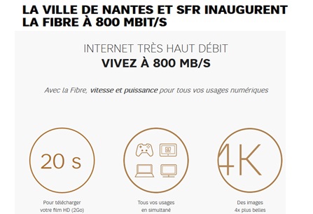 Nantes : La fibre de SFR passe à 800Mb/s et la 4G+ avant la fin de l’année !