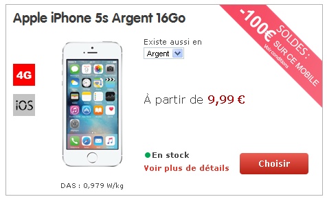 iPhone 5S 16Go NRJ Mobile