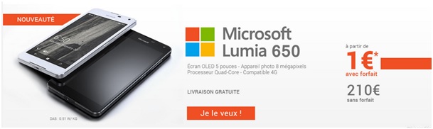 Lumia 650 chez Coriolis