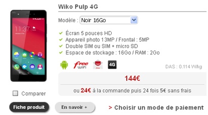 Wiko Pulp Free Mobile