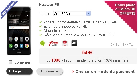 Huawei P9 Free Mobile
