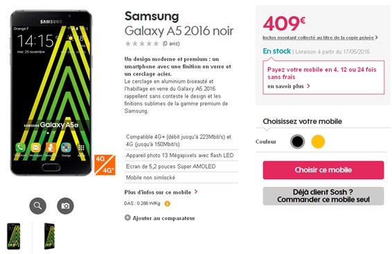 Samsung Galaxy A5 SOSH