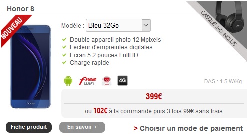 Honor V8 Free Mobile