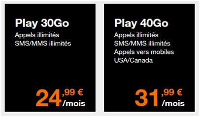 forfaits Play Orange