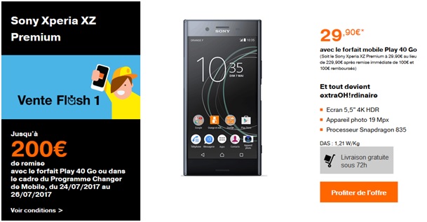 Vente flash SOny Xperia XZ Premium